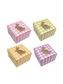 Set de 5 cajas de embalaje transparentes con diseño de conejo de dibujos animados, para empaquetar pasteles de cumpleaños, regalos de Pascua, decoraciones de fiesta festiva, caja de regalo de conejito de Pascua - Multicolor - Ver 8