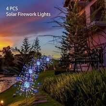 1 套/4 件户外太阳能花园灯，触摸控制可调光地面灯，太阳能 LED 路径灯，具有 8 种照明模式，适用于人行道、草坪、庭院、露营、节日主题、可调光家居装饰照明 - 亮光 - 查看 1