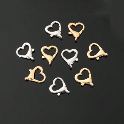 10pcs Heart-Shaped Lobster Clasp Metal Heart Charms DIY Pendant Jewelry Accessories