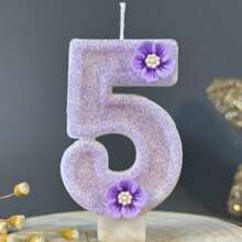 创意 0-9 数字和字母生日蜡烛，手工 DIY 蛋糕装饰，适合节日主题派对，紫色手绘蜡烛，适合庆祝生日、女孩、圣诞节 - 淡紫色 - 查看 7