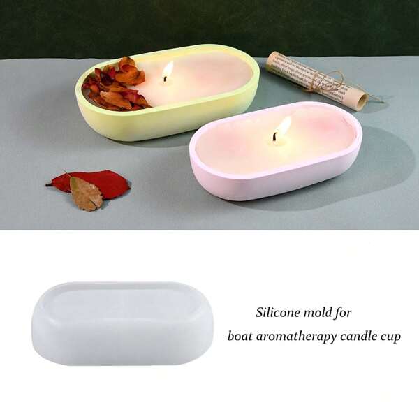 Moule en silicone pour récipient de rangement en forme de bateau DIY, moule de plateau ovale pour bougie d'aromathérapie, moule de résine pour ornement, support de bougie