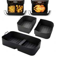 3 pièces/set Plateau de cuisson en silicone pour friteuse à air AF500, réutilisable, convient à 1x10,4L et 2x5,2L, matériau alimentaire, accessoire de friteuse à air pour la cuisine et la salle à manger