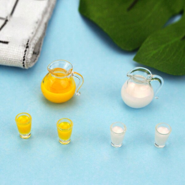 3pcs/Set Dollhouse Miniature Simulation Mini Juice Pot & Milk Pot Birthday