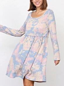 Boho Retro Solid Rayon Cool  Color Mini Dress Short Sleeves Grey Charcoal Olive Navy Small To 3XL Plus Curvy - Màu xanh nhạt - Xem 4