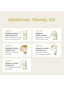 SKIN1004 Madagascar Centella Travel Kit, Toner, Ampoule, Soothing Cream, Cleansing Oil, Ampoule Foam, Basic Skincare Box, Compact Size, Gift Sets, Mothers Day Gifts For Mom Gifts For Women, Trial Kit - dou 140ml - 查看 6