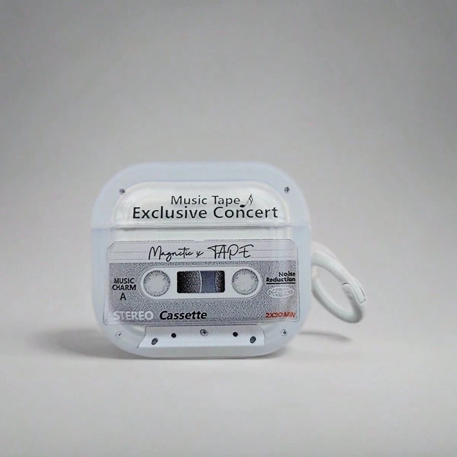 1片复古胶带收音机适用于Airpodspro2保护套Airpodspro保护套苹果三代耳机保护套Airpods3保护套Airpods4 - 白色 - 查看 1