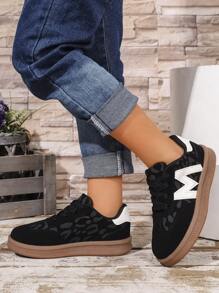 Kindermode Luipaardpatroon Sneakers, Nieuwe Zachte Bodem Casual Sneakers, Lage Antislip Skate Schoenen, Lente/Herfst