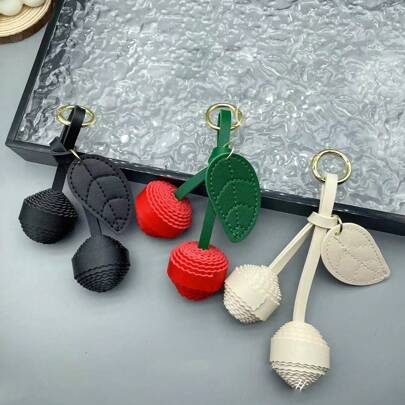 1قطعة من أكسسوارات المفاتيح الراقية المصنوعة من كرة محاكة جلدية على شكل ورقة, هدية مميزة لخدم العروس في فصل الصيف