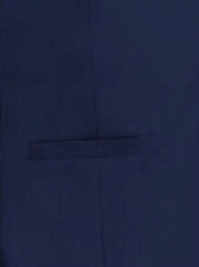 男士修身无袖背心，韩版轻便休闲马甲，带口袋，纯色设计，翻领 - 藍色 - 查看 3