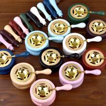 2 Pcs/Set Retro Sealing Wax Furnace Stove Pot Wood Handle Sealing Wax Spoon Wax Sealing Decorative For Candle Stamp Wax Stamp