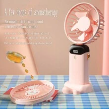 2025 New Handheld Mini Desk Fan, Portable Rechargeable Foldable Display Aroma Diffuser Small Electric Fan