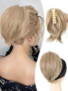 Ponytail Extension 8" Short Claw Ponytail Messy Straihgt Hair Bun Hair Piece Synthetic Wig Extensions Natural Straight Chignon Hairpieces For Women, Halloween - Multicolor - View 23
