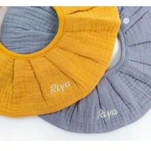 [Customized Item, Personalized Text] 1pc Adjustable Button Infant 360° Rotating Saliva Bib, Soft Absorbent Drool Bib, Personalized Embroidered Name, Newborn Birth Gift, Christmas New Year Holiday Gift