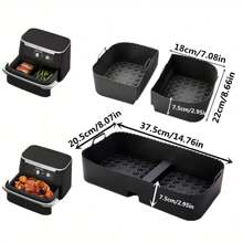 3 pièces/set Plateau de cuisson en silicone pour friteuse à air AF500, réutilisable, convient à 1x10,4L et 2x5,2L, matériau alimentaire, accessoire de friteuse à air pour la cuisine et la salle à manger