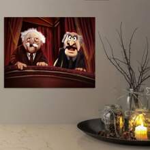 1 pieza Pintura sobre lienzo, Statler y Waldorf, divertido, arte enmarcado en madera, de alta calidad, grosor de 2.25 cm/1 pulgada, impresión artística para colgar en la pared como decoración para el hogar, regalos, sala de estar, baño, dormitorio, cocina, bar, oficina - Negro - Ver 5