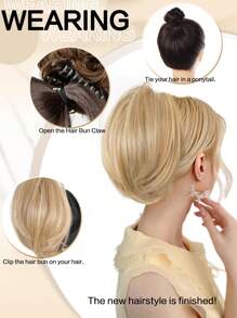 Ponytail Extension 8" Short Claw Ponytail Messy Straihgt Hair Bun Hair Piece Synthetic Wig Extensions Natural Straight Chignon Hairpieces For Women, Halloween - Multicolor - View 8