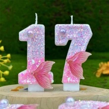Velas Digitas de Cauda de Sereia Rosa Brilhante, Velas de Aniversário Criativas DIY para Decoração de Bolo, Festa e Decoração Doméstica - Multicolorido - Visão 8