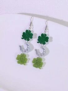 زوج من الأقراط النسائية الأنيقة على شكل شمروخ (ورقة البرسيم) لعيد القديس باتريك، باللون الأخضر، مثالي كهدية للصديقات والأصدقاء المقربين - متعدد الألوان9 - مشاهدة 2