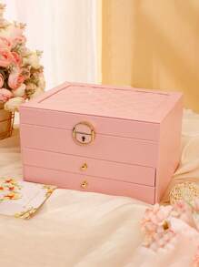 1pc Multi-Layer Leather Locked Jewelry Storage Box & 3-Layer Acrylic Jewelry Box, Suitable For High Capacity, Anti-Oxidation Earrings, Rings, Watches, Necklaces, Bracelets, Stackable Storage Box, Jewelry Earrings, Necklaces, Bracelets, Watches Display Storage Box, Elegant Display Packaging Storage Device, Ideal Gift For Wife's Room Decor, Home Decor, Bathroom Decor, Bedroom Decor. Valentine's Day