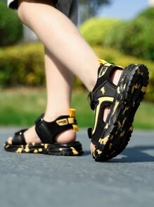 儿童露趾凉鞋，轻便透气防滑软底沙滩鞋，适合男孩和女孩，适合校园、海滩、休闲装和夏季运动 - 黃色 - View 6