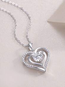 1pc 1 Carat Moissanite Pendant Necklace, 925 Sterling Silver 18K Gold Plated, Fashion Romantic Design With Double Heart Shaped Pendant, Sparkling And Brilliant, Suitable For Women's Daily Wear Or Special Occasions Like Weddings, Parties, Banquets, Hypoallergenic And Nickel-Free Material Protecting Skin, Elegant And High-End, Ideal Gift For Anniversary, Birthday Or Holidays, Comes With GRA Certification