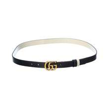 Gucci GG Marmont Thin Reversible Leather Belt - 黑色 - 查看 1