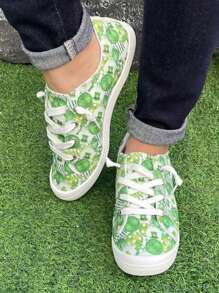 女士春季新款休闲时尚印花软底圆头舒适轻便一脚蹬大码平底鞋 - 彩色 - 查看 3