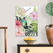 1pc Hibiscus And HummingbirdCanvas Wall Art Print, Modern Home Decor, Birds, Wildlife Artwork For Home, Kids Room, Teen Room, Apartment, Living Room, Bedroom, Office, Kitchen, Hotel, Bathroom, Etc., Framed And Ready To Hang.