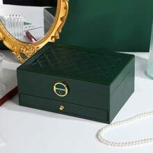 1pc Multi-Layer Leather Locked Jewelry Storage Box & 3-Layer Acrylic Jewelry Box, Suitable For High Capacity, Anti-Oxidation Earrings, Rings, Watches, Necklaces, Bracelets, Stackable Storage Box, Jewelry Earrings, Necklaces, Bracelets, Watches Display Storage Box, Elegant Display Packaging Storage Device, Ideal Gift For Wife's Room Decor, Home Decor, Bathroom Decor, Bedroom Decor. Valentine's Day