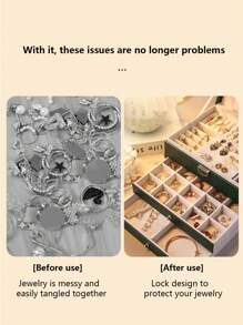 1pc Multi-Layer Leather Locked Jewelry Storage Box & 3-Layer Acrylic Jewelry Box, Suitable For High Capacity, Anti-Oxidation Earrings, Rings, Watches, Necklaces, Bracelets, Stackable Storage Box, Jewelry Earrings, Necklaces, Bracelets, Watches Display Storage Box, Elegant Display Packaging Storage Device, Ideal Gift For Wife's Room Decor, Home Decor, Bathroom Decor, Bedroom Decor. Valentine's Day