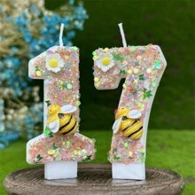 Nến sinh nhật số Sparkly Bees & Floral Trang trí bánh tiệc kỷ niệm Lễ kỷ niệm Nến sinh nhật người lớn Không khí Nến sinh nhật số thủ công DIY, Ngày lễ tình nhân trở lại trường - Nhiều màu - Xem 9