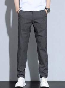 Men's Solid Color Cone Casual Pants With Pockets