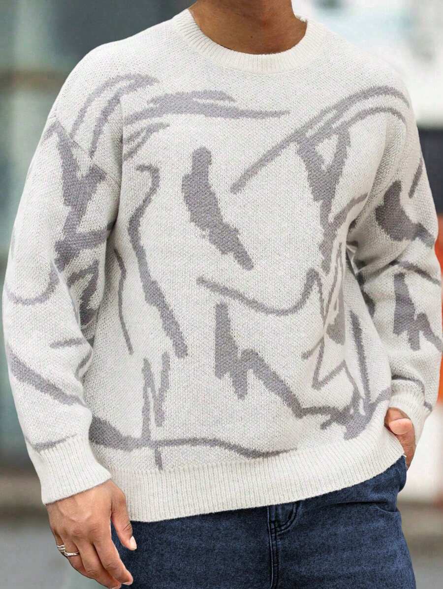 1 pieza Suéter tejido grueso, suelto y cálido para chicos adolescentes, para deportes casuales al aire libre, estilo urbano, primavera/otoño/invierno