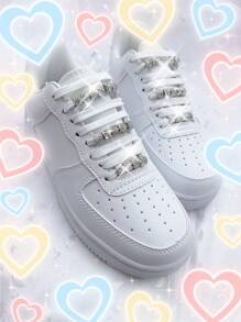 30pcs Metal Decorative Rhinestone Shoelace Beads DIY Shoelace Accessories For Sports Shoes & Canvas Shoes - White - View 1