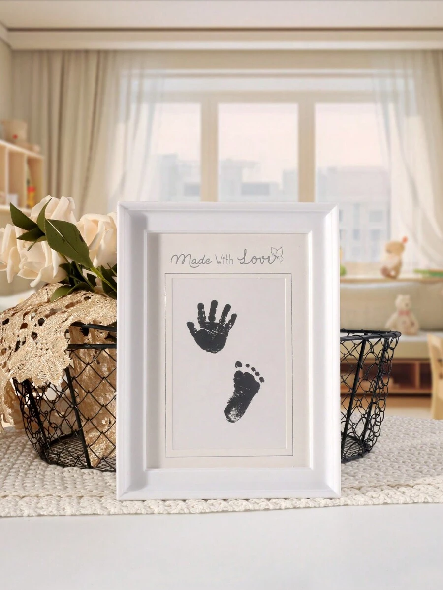 2 pezzi Accessori fotografici per neonati, cornice per impronte di mani e piedi del bambino, annuncio di informazioni sulla nascita in ospedale, articoli commemorativi della crescita del bambino, regali per festa di nascità e Pasqua, per bambine/bambini - Multicolore - Visualizzare 1