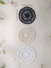 1 件精致手工钩编圆形杯垫，采用柔软植物纤维材料制成，工艺精湛 - 白色 - 查看 5