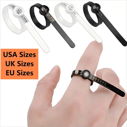 Juego de medidores de anillo, fácil de usar con lupa - Herramienta de medición precisa del dedo, tallas de EE.UU., Reino Unido y UE, compacta y portátil para un ajuste perfecto del anillo