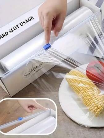 1/3件滑动切刀，保鲜膜切刀，塑料切割盒，切割条，可插入滑动刀，切片机，家用简易切割，适用于家庭厨房和餐厅，厨房收纳和储存，厨房配件