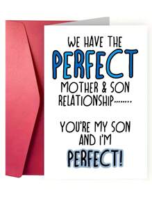 1 张个性化母子关系贺卡，有趣的卡通设计，纸质材质，适合生日、感恩节、圣诞节、母亲节，包含信封 - 彩色 - 查看 2