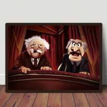 1 pieza Pintura sobre lienzo, Statler y Waldorf, divertido, arte enmarcado en madera, de alta calidad, grosor de 2.25 cm/1 pulgada, impresión artística para colgar en la pared como decoración para el hogar, regalos, sala de estar, baño, dormitorio, cocina, bar, oficina - Negro - Ver 6