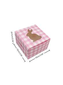 Set de 5 cajas de embalaje transparentes con diseño de conejo de dibujos animados, para empaquetar pasteles de cumpleaños, regalos de Pascua, decoraciones de fiesta festiva, caja de regalo de conejito de Pascua - Multicolor - Ver 7