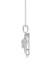 1pc 1 Carat Moissanite Pendant Necklace, 925 Sterling Silver 18K Gold Plated, Fashion Romantic Design With Double Heart Shaped Pendant, Sparkling And Brilliant, Suitable For Women's Daily Wear Or Special Occasions Like Weddings, Parties, Banquets, Hypoallergenic And Nickel-Free Material Protecting Skin, Elegant And High-End, Ideal Gift For Anniversary, Birthday Or Holidays, Comes With GRA Certification
