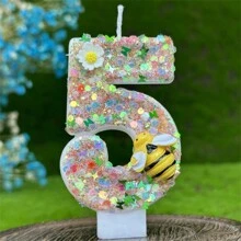 Nến sinh nhật số Sparkly Bees & Floral Trang trí bánh tiệc kỷ niệm Lễ kỷ niệm Nến sinh nhật người lớn Không khí Nến sinh nhật số thủ công DIY, Ngày lễ tình nhân trở lại trường - Nhiều màu - Xem 6