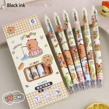 3pcs/6pcs, Blue Ink, Black Ink Optional, Capybara Pattern Erasable Gel Pen, Heat-Pressed Gel Pen, Magic Press Pen, Suitable For Daily Learning And Work Writing, Back To School Essential - Multicolor - View 2