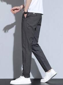 Men's Solid Color Cone Casual Pants With Pockets