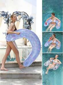 1 件充气 U 型游泳躺椅，带手柄的成人泳池浮管，便携式水上躺椅，泳池躺椅，非常适合户外水上运动、沙滩必需品、沙滩配件