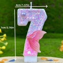 Velas Digitas de Cauda de Sereia Rosa Brilhante, Velas de Aniversário Criativas DIY para Decoração de Bolo, Festa e Decoração Doméstica - Multicolorido - Visão 6
