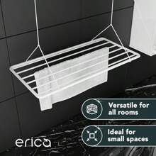 Ceiling Airer 100x50cm - Clothes Ying Rack - Laundry Hoist White PVC-Free Plastic Coated Steel Rustproof 8 Meters Ying Space Hoistable 2.5m - White1 - View 4