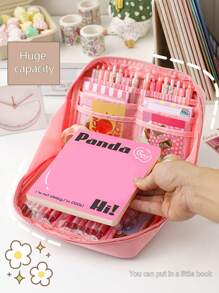 12层大容量美观办公铅笔盒高中初中男生女生好看便携文具收纳袋铅笔盒笔袋书包 - 彩色 - 查看 5