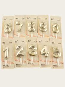 1pc Numeric Candle Birthday Cake Candle, Gold - Gold - View 11